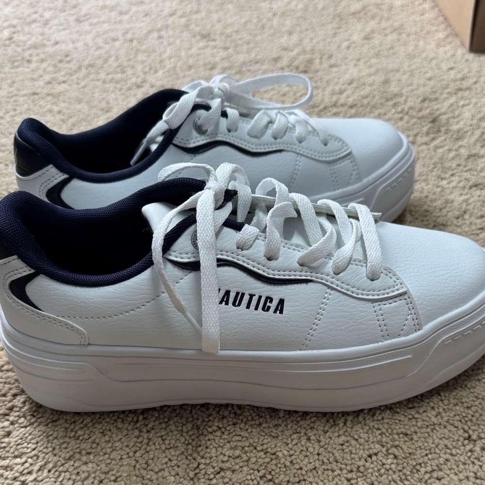 Nautica White and Blue Casual Sneakers